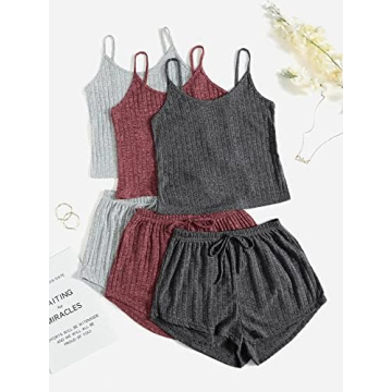 SheIn Women's Rib Knit Lounge Set - Cute & Comfy Wear