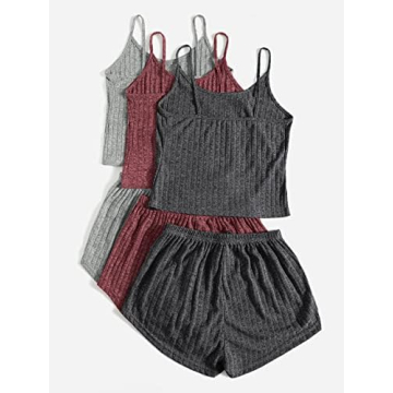 SheIn Women's Rib Knit Lounge Set - Cute & Comfy Wear