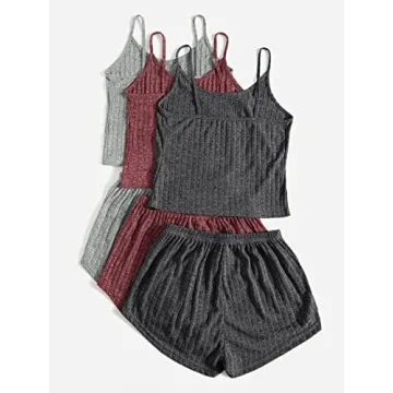 SheIn Women's Rib Knit Lounge Set - Cute & Comfy Wear