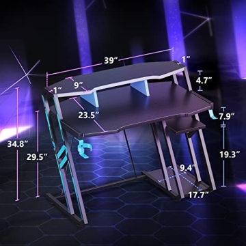 Ergonomic MOTPK Gaming Desk with Storage and Monitor Shelf