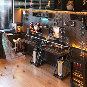 Ergonomic MOTPK Gaming Desk with Storage and Monitor Shelf