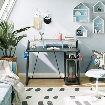 Ergonomic MOTPK Gaming Desk with Storage and Monitor Shelf