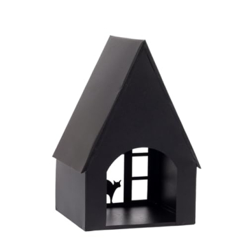 Halloween Village Black Metal Haunted Cottage Decor