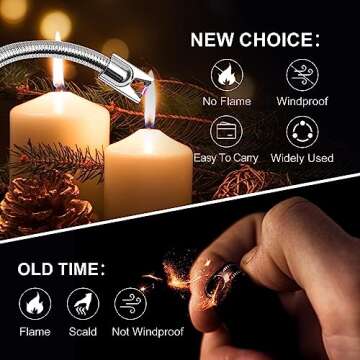 Candle Lighter, Upgraded USB Charging Arc Lighter with 360° Flexible Neck, Suitable Ignite Light Ca...