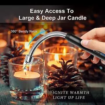 Candle Lighter, Upgraded USB Charging Arc Lighter with 360° Flexible Neck, Suitable Ignite Light Candles Gas Stoves Camping Cooking Barbecue Fireworks Flame