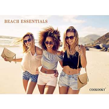 COOKOOKY Straw Clutch Handbag Summer Beach Straw Purse for Women woven Envelope Bag (Light brown bag)
