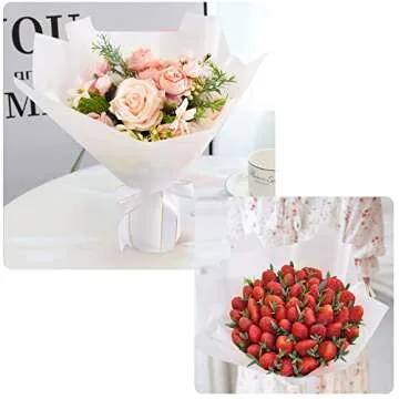 BEISHIDA 20 PCS White Floral Wrapping Paper-Matte Waterproof Flower Wrapping Paper Bouquet for Florist Supplies, DIY Crafts, Gift Packaging, Wedding, Birthday Gift