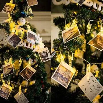 Weepong 40 LED Photo Clips Lights, 16.4 ft USB Operated Remote Timer Fairy String Lights Holder for Picture Hanging Artwork Teen Girls Gift Wedding Wall Party Dorm Bedroom Decor (8 Modes Warm White)