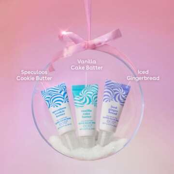 eos Holiday 24H Moisture Mini Super Balm Set- Speculoos Cookie Butter, Iced Gingerbread, Vanilla Cak...