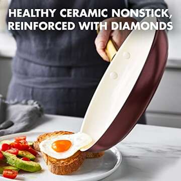 GreenPan Reserve Hard Anodized Healthy Ceramic Nonstick 10 Piece Cookware Pots and Pans Set, Gold Ha...