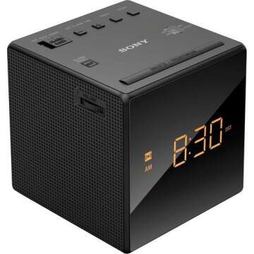 Sony Compact AM/FM Alarm Clock Radio Battery Back-Up, Adjustable Brightness Control, Programmable Sl...