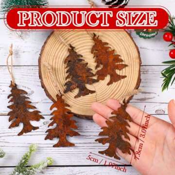 Syhood 12 Pcs Rusty Metal Christmas Tree Decorations - Vintage Craft Farmhouse Decor