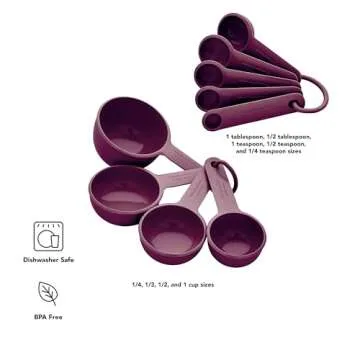 Stunning KitchenAid 9-Piece Measuring Cups and Spoon Set in Beetroot Color