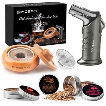 Cocktail Smoker Kit with Torch, Old Fashioned Smoker Kit for Bourbon Whiskey Drink, with 4 Different...