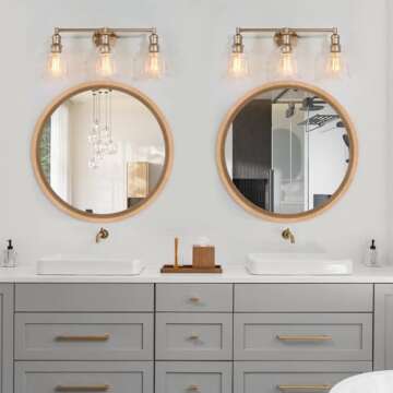 FUWU HOME Wood Round Mirror - 20" Rustic Beech Design for Home Decor