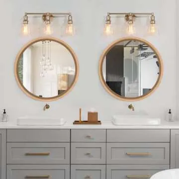 FUWU HOME Wood Round Mirror - 20" Rustic Beech Design for Home Decor