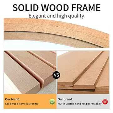 FUWU HOME 20" Rustic Round Wood Wall Mirror for Any Room