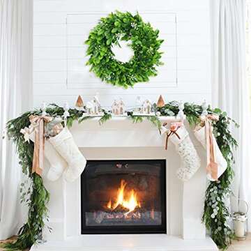 ElaDeco 10" Faux Boxwood Wreath for Home Decoration