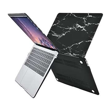 MOSISO Compatible with MacBook Air 13 inch Case 2022 2021 2020 2019 2018 Release A2337 M1 A2179 A1932 Retina Display Touch ID, Plastic Pattern Hard Shell&Keyboard Cover&Screen Protector, Black Marble