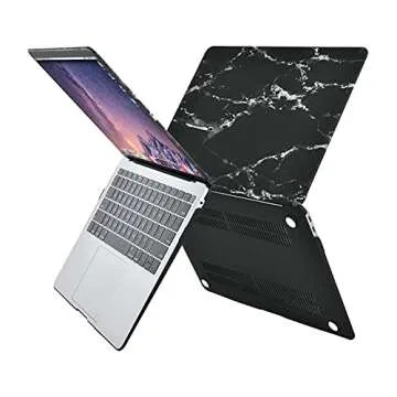 MOSISO Compatible with MacBook Air 13 inch Case 2022 2021 2020 2019 2018 Release A2337 M1 A2179 A1932 Retina Display Touch ID, Plastic Pattern Hard Shell&Keyboard Cover&Screen Protector, Black Marble