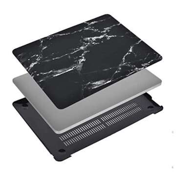 MOSISO Compatible with MacBook Air 13 inch Case 2022 2021 2020 2019 2018 Release A2337 M1 A2179 A1932 Retina Display Touch ID, Plastic Pattern Hard Shell&Keyboard Cover&Screen Protector, Black Marble