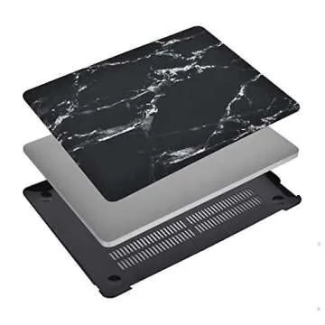 MOSISO Compatible with MacBook Air 13 inch Case 2022 2021 2020 2019 2018 Release A2337 M1 A2179 A1932 Retina Display Touch ID, Plastic Pattern Hard Shell&Keyboard Cover&Screen Protector, Black Marble