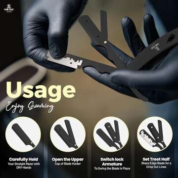 The Cut- Factory- Straight Razor with Pack Of Platinum Treet Single Blade Razors for Men- Profession...