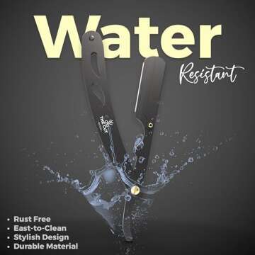 The Cut- Factory- Straight Razor with Pack Of Platinum Treet Single Blade Razors for Men- Professional Barber Straight Edge Razor for Close Shaving 100 Percent Stainless Steel-Black