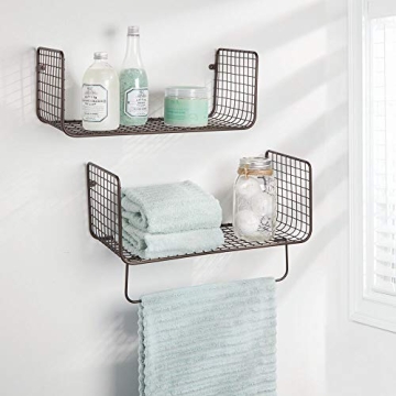 mDesign Bronze Metal Wire Farmhouse Wall Shelves Storage