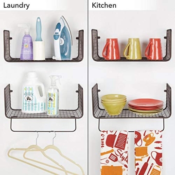 mDesign Bronze Metal Wire Farmhouse Wall Shelves Storage