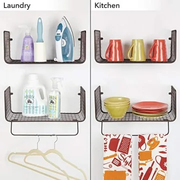 mDesign Bronze Metal Wire Farmhouse Wall Shelves Storage