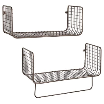 mDesign Bronze Metal Wire Farmhouse Wall Shelves Storage