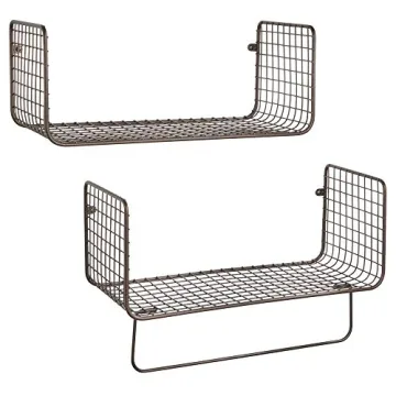 mDesign Bronze Metal Wire Farmhouse Wall Shelves Storage