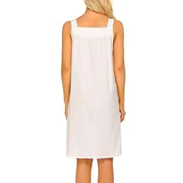Ekouaer Cotton Sleeveless Night Gown for Women