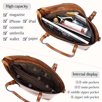 Pahajim Womens PU Leather Purses and Handbags Top Handle Satchel Bags Tote Bags Tote Purses for Women (brown)