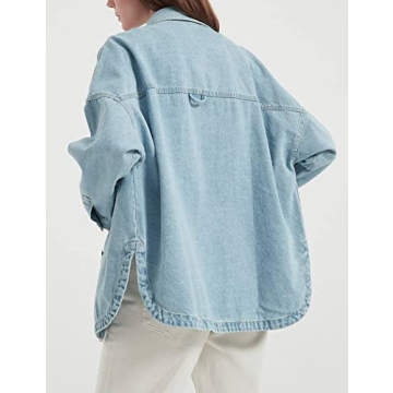Stylish LifeShe Women's Oversized Denim Shirt Jacket
