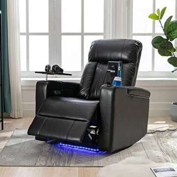 UFINEGO Power Recliner Chair with USB Ports: Electric Theater Seating with Storage & Swivel Tray Tab...