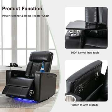 UFINEGO Power Recliner Chair with USB and Cup Holders
