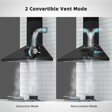 FIREGAS 30 inch Black Range Hood - 450 CFM Power