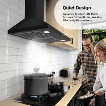 FIREGAS 30 inch Black Range Hood - 450 CFM Power