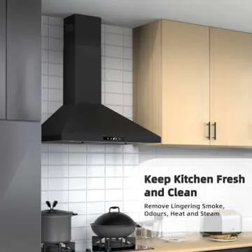 FIREGAS 30 inch Black Range Hood - 450 CFM Power