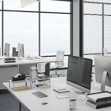 Simple Houseware Metal Top Expandable Stackable Kitchen Cabinet and Counter Shelf Organizer, Silver