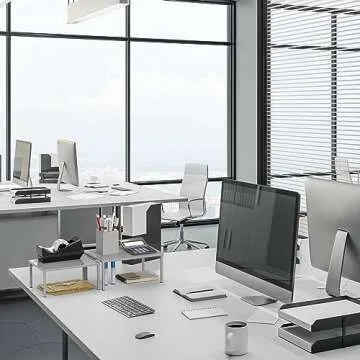 Simple Houseware Metal Top Expandable Stackable Kitchen Cabinet and Counter Shelf Organizer, Silver