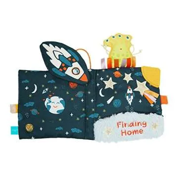 Manhattan Toy Little Rocket Finds Home Soft Activity Crinkle Book for Baby & Toddler with Tethered Characters Small