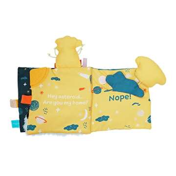 Manhattan Toy Little Rocket Finds Home Soft Activity Crinkle Book for Baby & Toddler with Tethered Characters Small