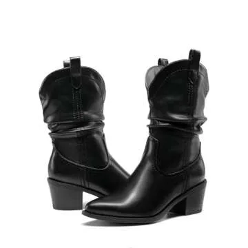 Trendy DREAM PAIRS Women's Cowgirl Chunky Heel Boots