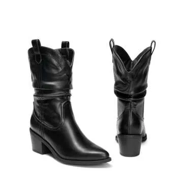 Trendy DREAM PAIRS Women's Cowgirl Chunky Heel Boots