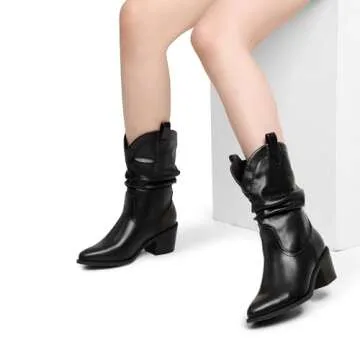 Trendy DREAM PAIRS Women's Cowgirl Chunky Heel Boots