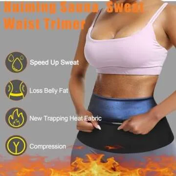 huiming Sauna Suit Waist Trimmer for Women Waist Trainer sweat band for stomach Belt Lower Belly Plus Size (Black, S/M-1)