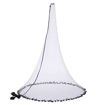 BASSDASH American Saltwater Fishing Cast Net 3/8 1/4-Inch Mesh 4ft 6ft 8ft Radius, 1-Pound Per Foot, for Bait Fish with Utility Bucket Casting